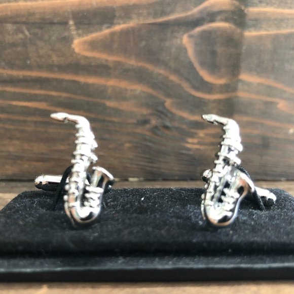 CUFFLINKS for formal shirt - SAXOPHONE Music Basketball Cuff Links Prom Groom - Picture 1 of 7